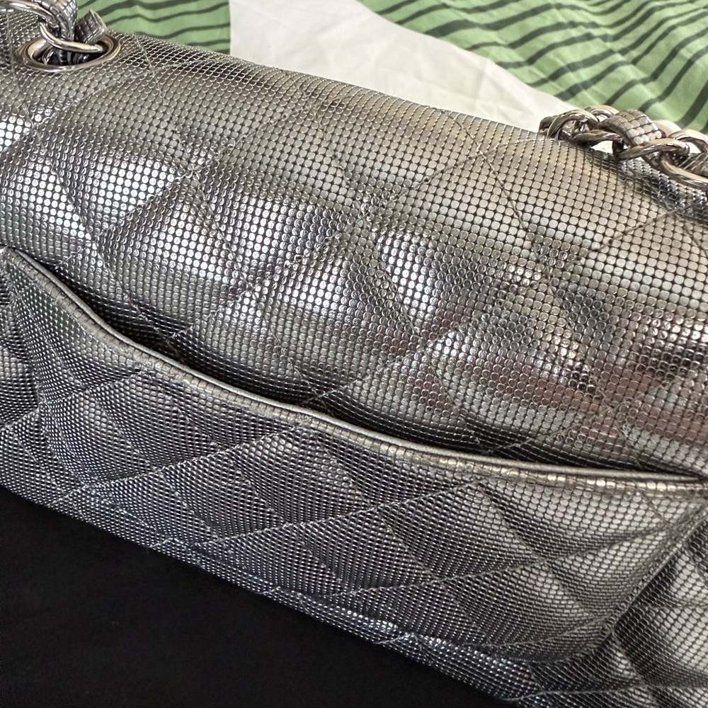 Authentic Chanel Metallic Calfskin Pixel Effect Mini Rectangular Flap Bag - Picture 9 of 15